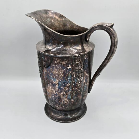 Vintage 1847 Rogers Bros Ambassador Silverplate Pitcher 10” Ornate Jug Vase - Picture 2 of 9